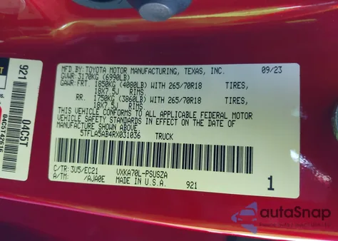 2024 Toyota Tundra Sr5 from USA, damaged, VIN 5TFLA5AB4RX031036